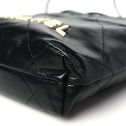 Chanel Shiny Calfskin Quilted Mini Chanel 22 Black White 10 of 10