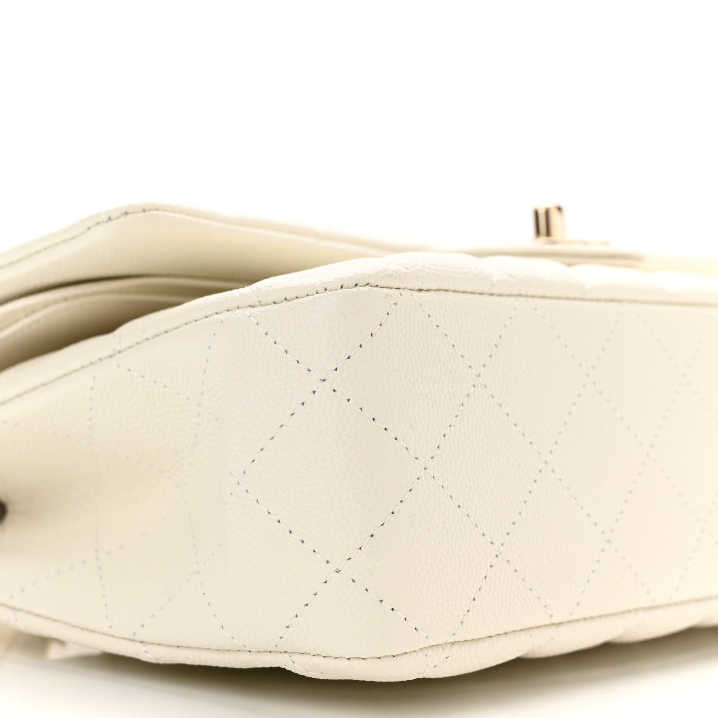 Caviar Quilted Medium Double Flap White