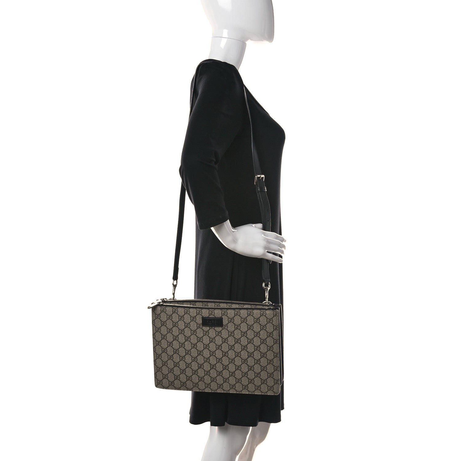 Gucci GG Supreme Monogram Signature Messenger Bag Black 2 of 11
