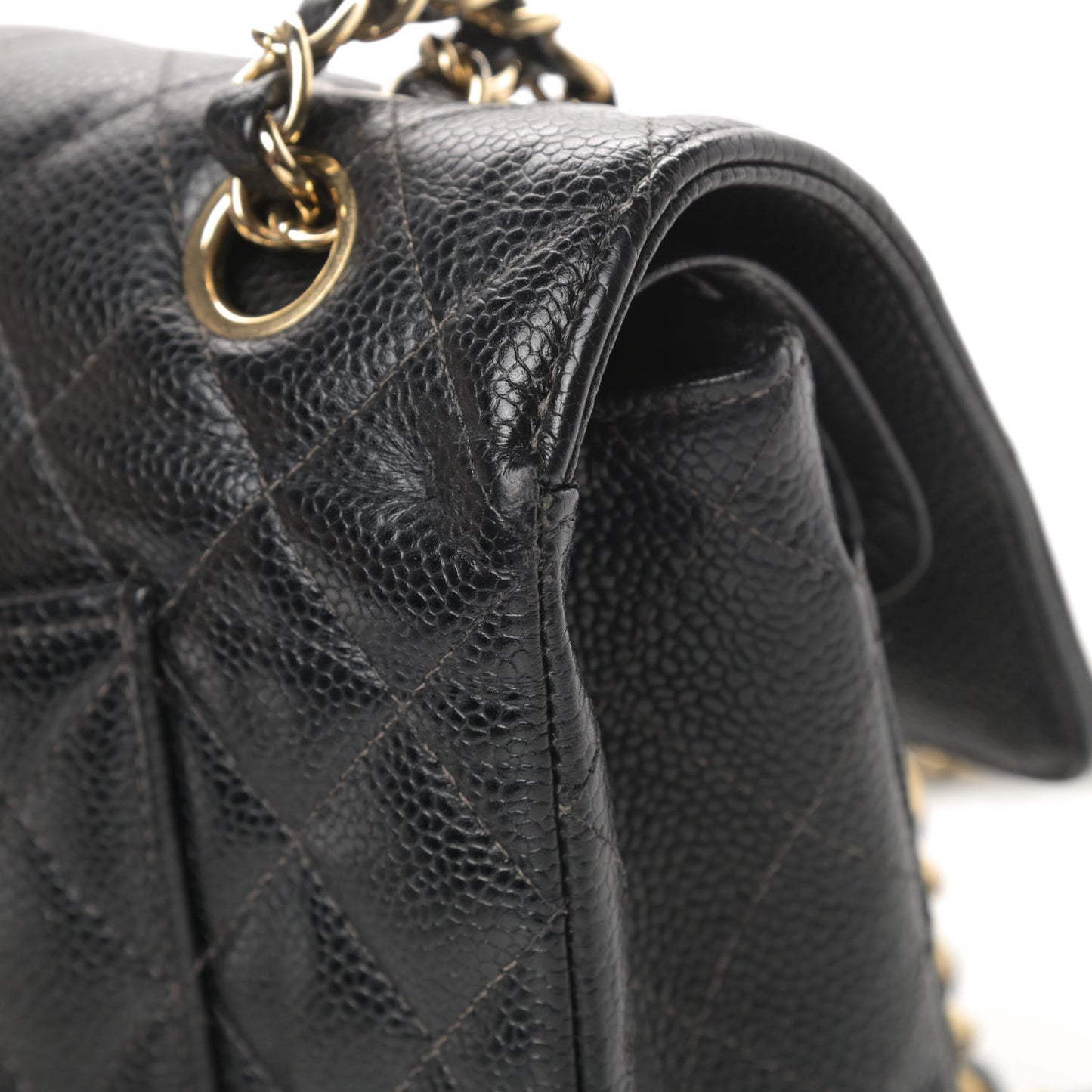 Caviar Quilted Medium Double Flap Black