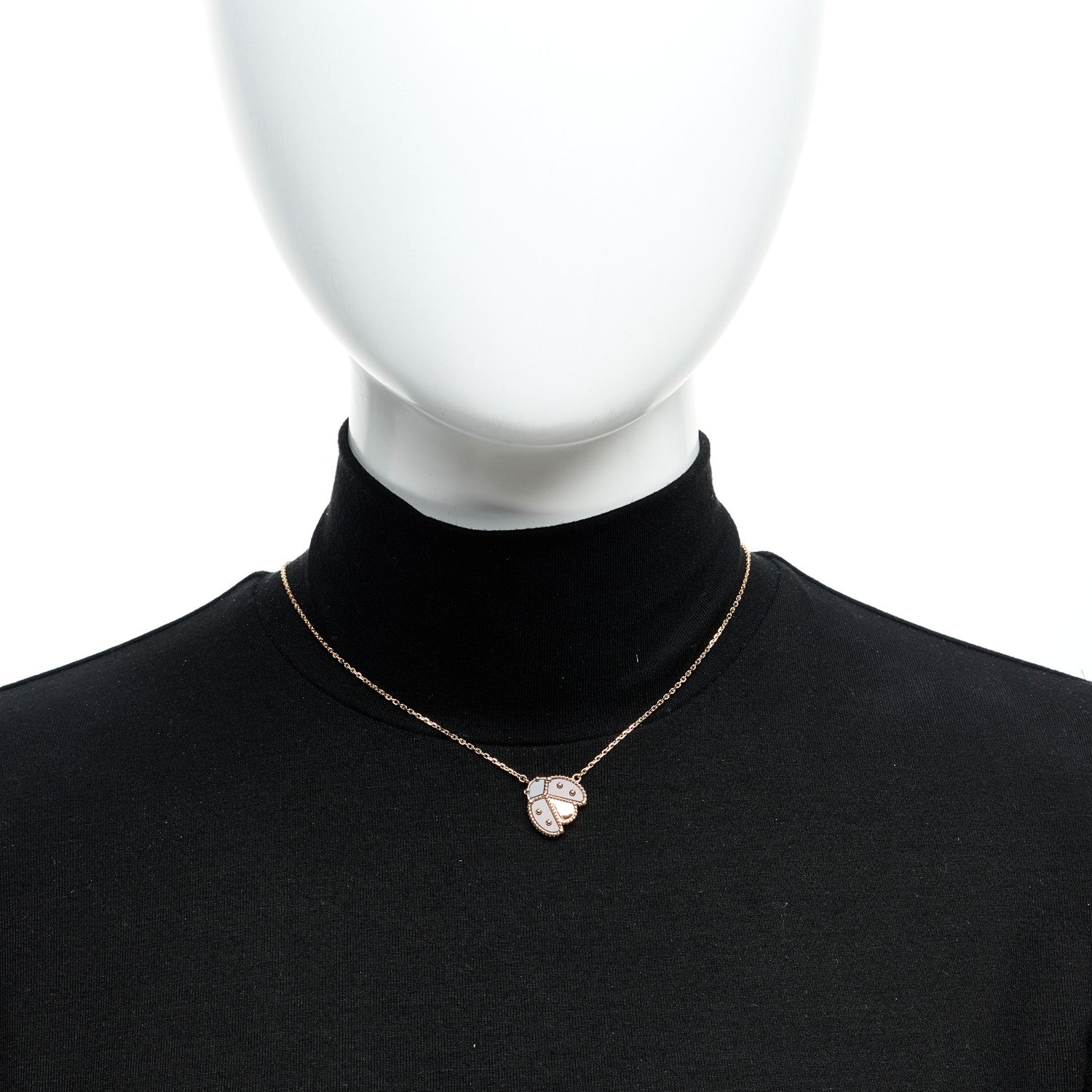 Van Cleef & Arpels 18K Rose Gold Carnelian Black Onyx Lucky Spring Open Wings Lady Bug Pendant Necklace 6 of 6