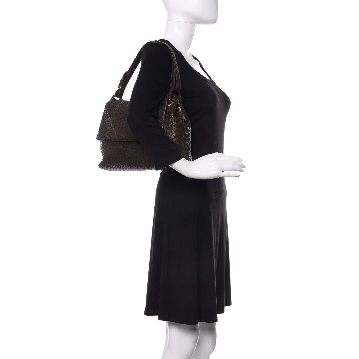 Bottega Veneta Nappa Intrecciato Flap Shoulder Bag Ebano 2 of 9