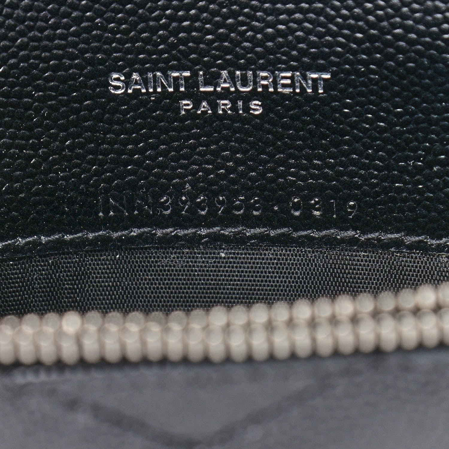 Saint Laurent Grain De Poudre Matelasse Chevron Monogram Envelope Chain Wallet Black 6 of 10