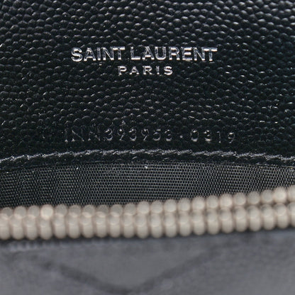 Saint Laurent Grain De Poudre Matelasse Chevron Monogram Envelope Chain Wallet Black 6 of 10