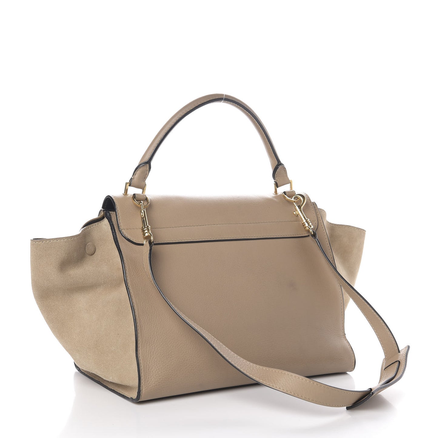 Drummed Calfskin Suede Medium Trapeze Dune
