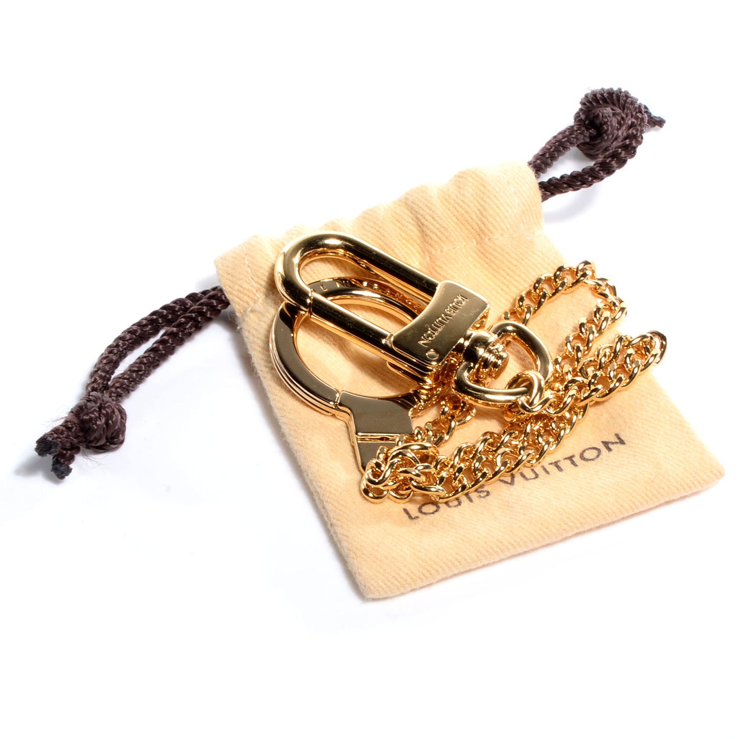 Metal Pochette Extender Key Ring Chain Gold