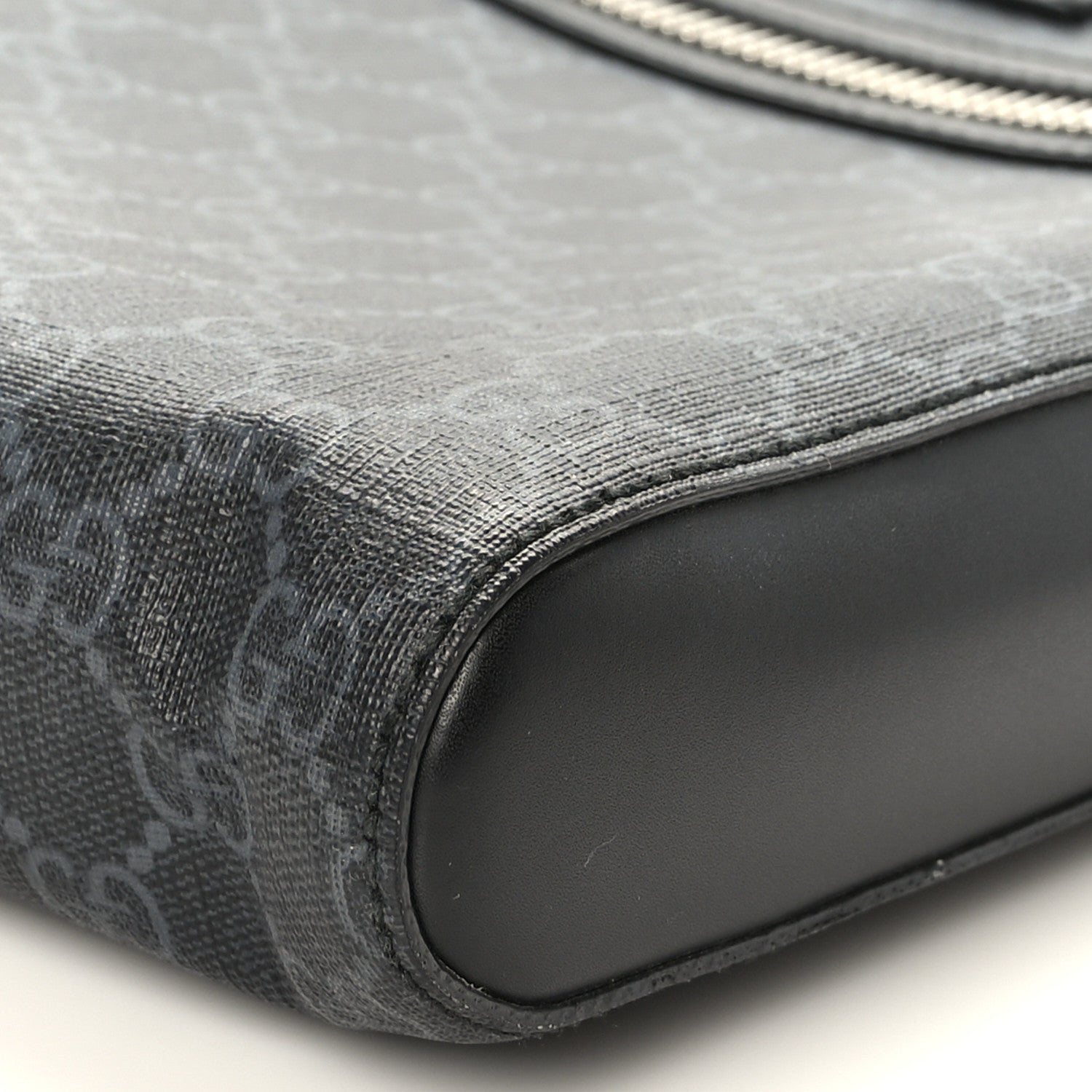 Gucci GG Supreme Monogram Appia Calfskin Web Flat Messenger Bag Black Grey 10 of 10