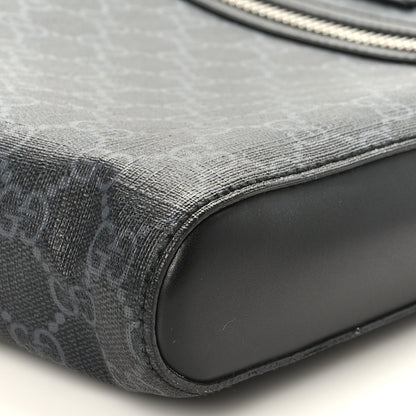 Gucci GG Supreme Monogram Appia Calfskin Web Flat Messenger Bag Black Grey 10 of 10