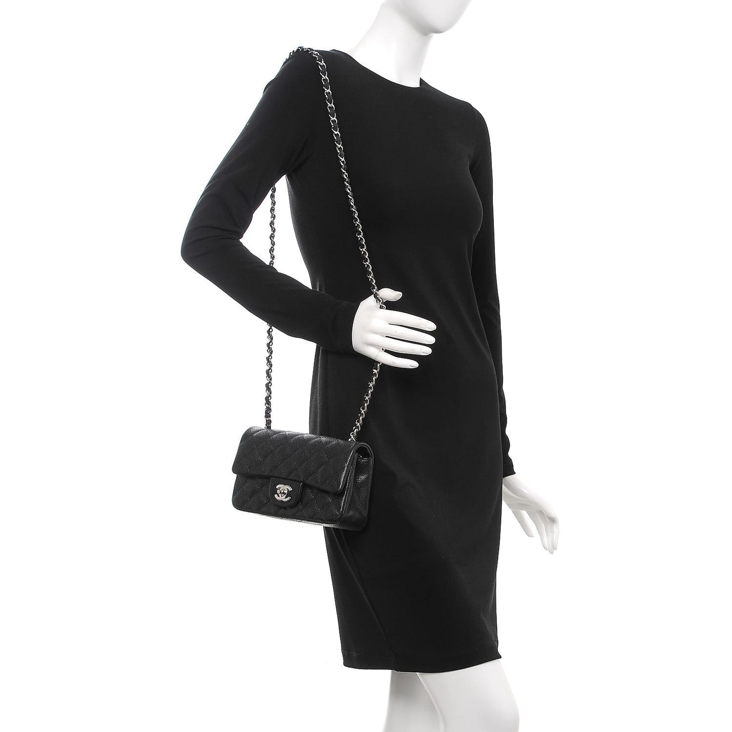 Caviar Quilted Mini Rectangular Flap Black