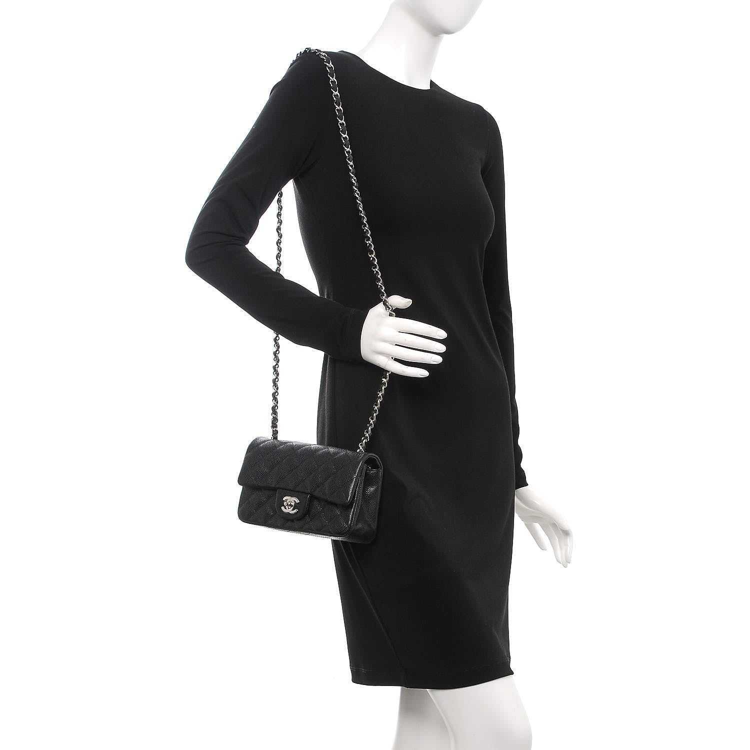 Chanel Caviar Quilted Mini Rectangular Flap Black 2 of 7