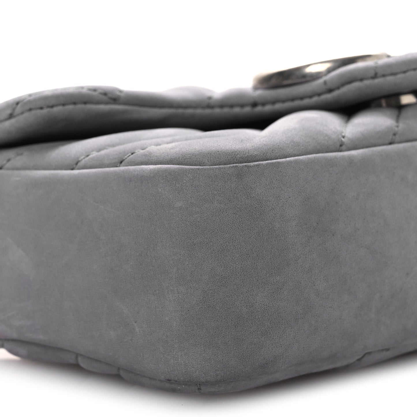 Nubuck Matelasse Mini GG Marmont Shoulder Bag Grey