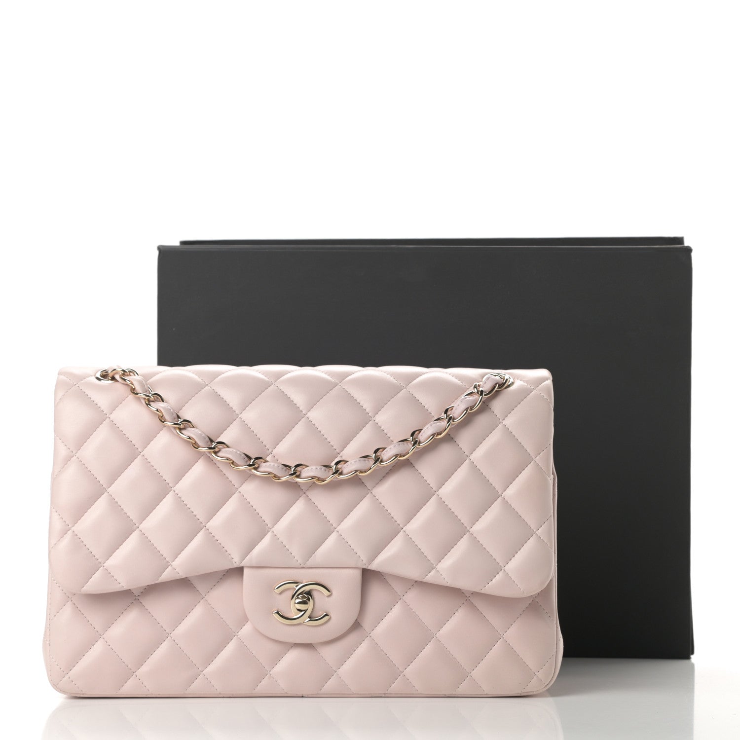 Chanel Lambskin Quilted Jumbo Double Flap Light Pink 14 of 14