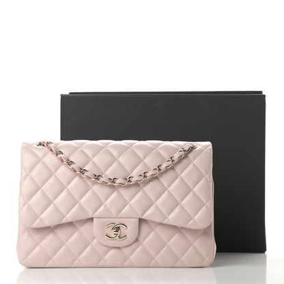 Chanel Lambskin Quilted Jumbo Double Flap Light Pink 14 of 14