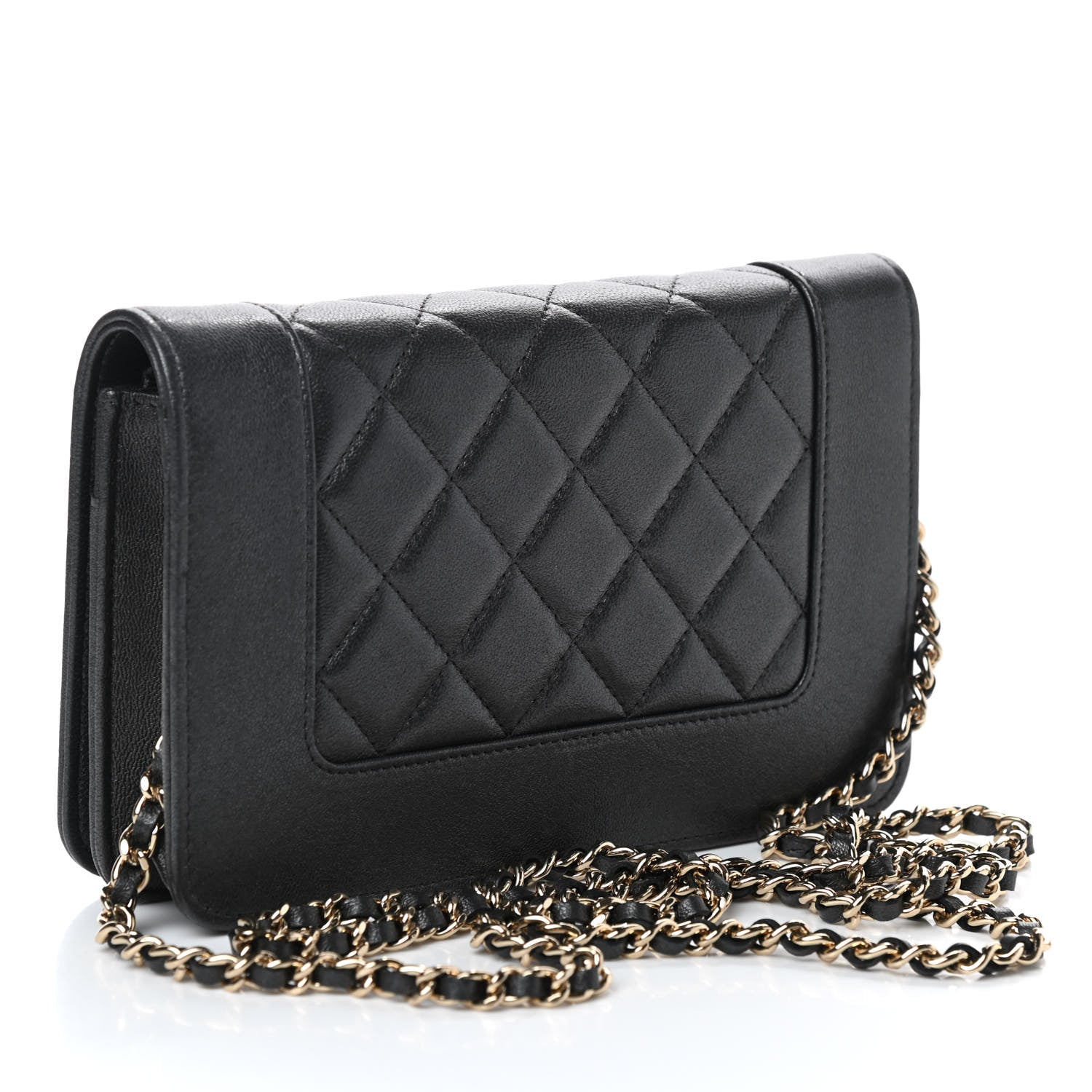 Chanel Sheepskin Quilted Mademoiselle Vintage Wallet On Chain WOC Dark Grey 3 of 11