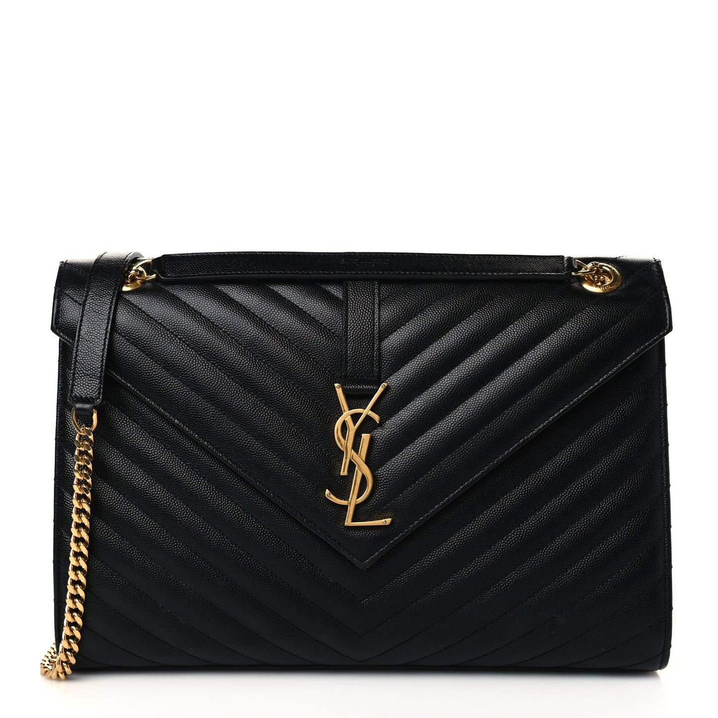Grain De Poudre Matelasse Chevron Large Monogram Satchel Black