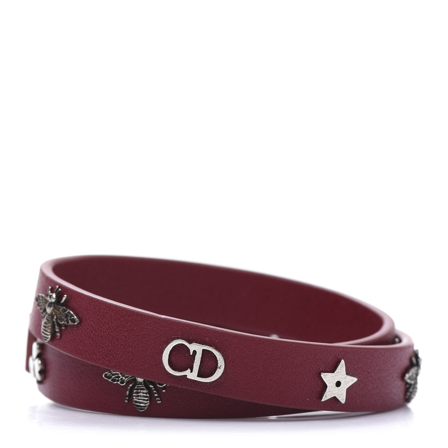 Calfskin Bee Double Bracelet Red