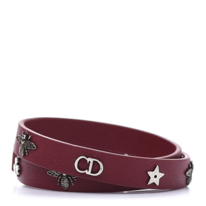Christian Dior Calfskin Bee Double Bracelet Red 1 of 5