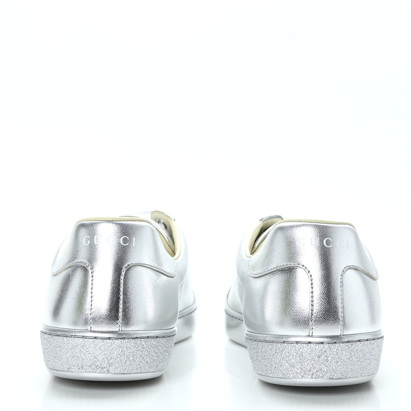 Metallic Nappa Interlocking G Perforated Mens Ace Sneakers 8 Argento