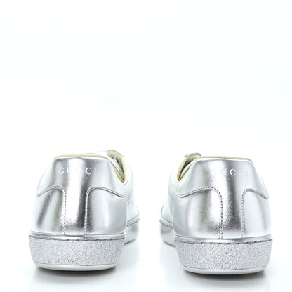 Gucci Metallic Nappa Interlocking G Perforated Mens Ace Sneakers 8 Argento 5 of 8