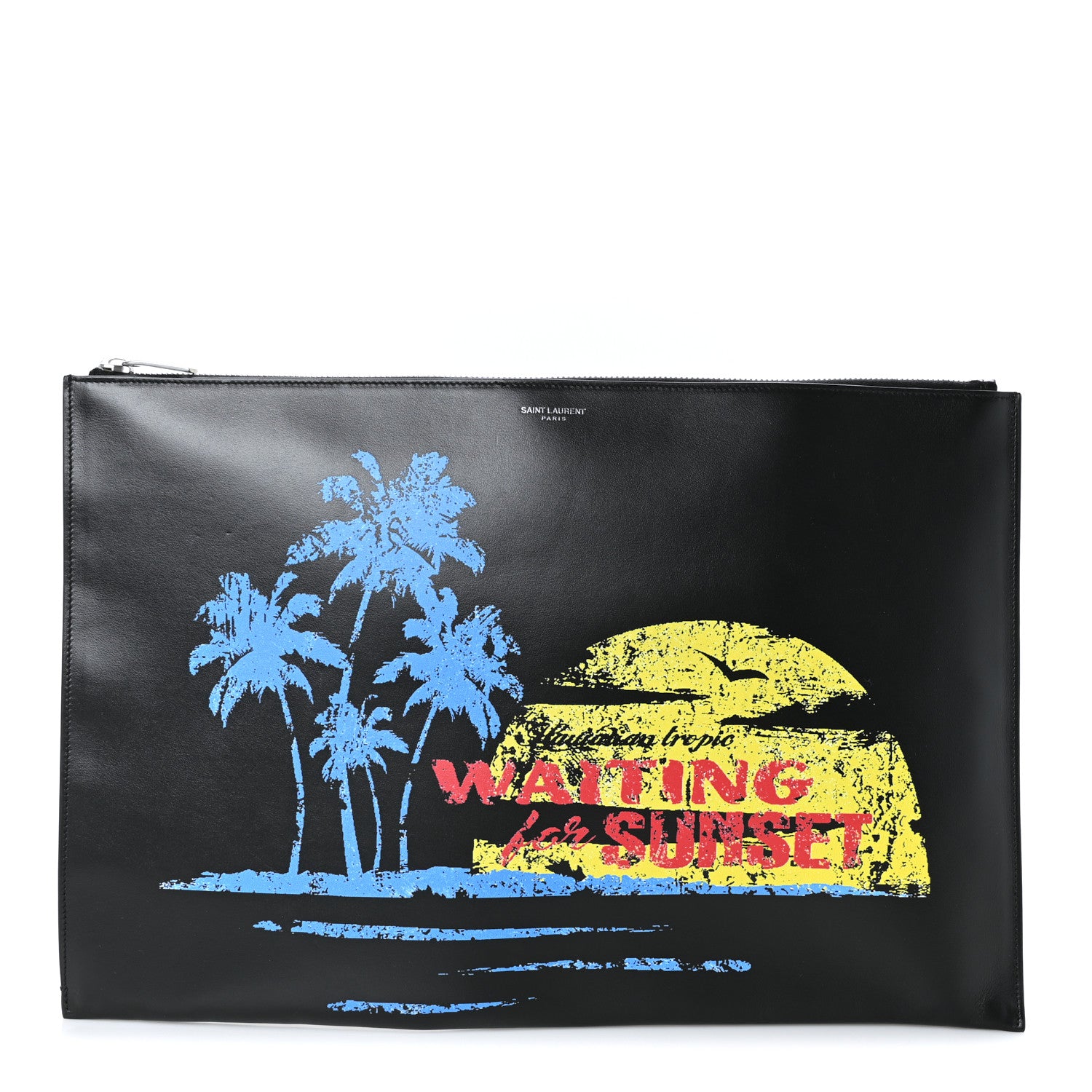Saint Laurent Calfskin Waiting for Sunset Large Sac De Jour Carryall Pouch Black 1 of 6
