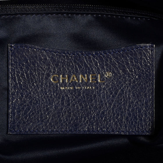 Glazed Calfskin XL On The Road Tote Dark Blue