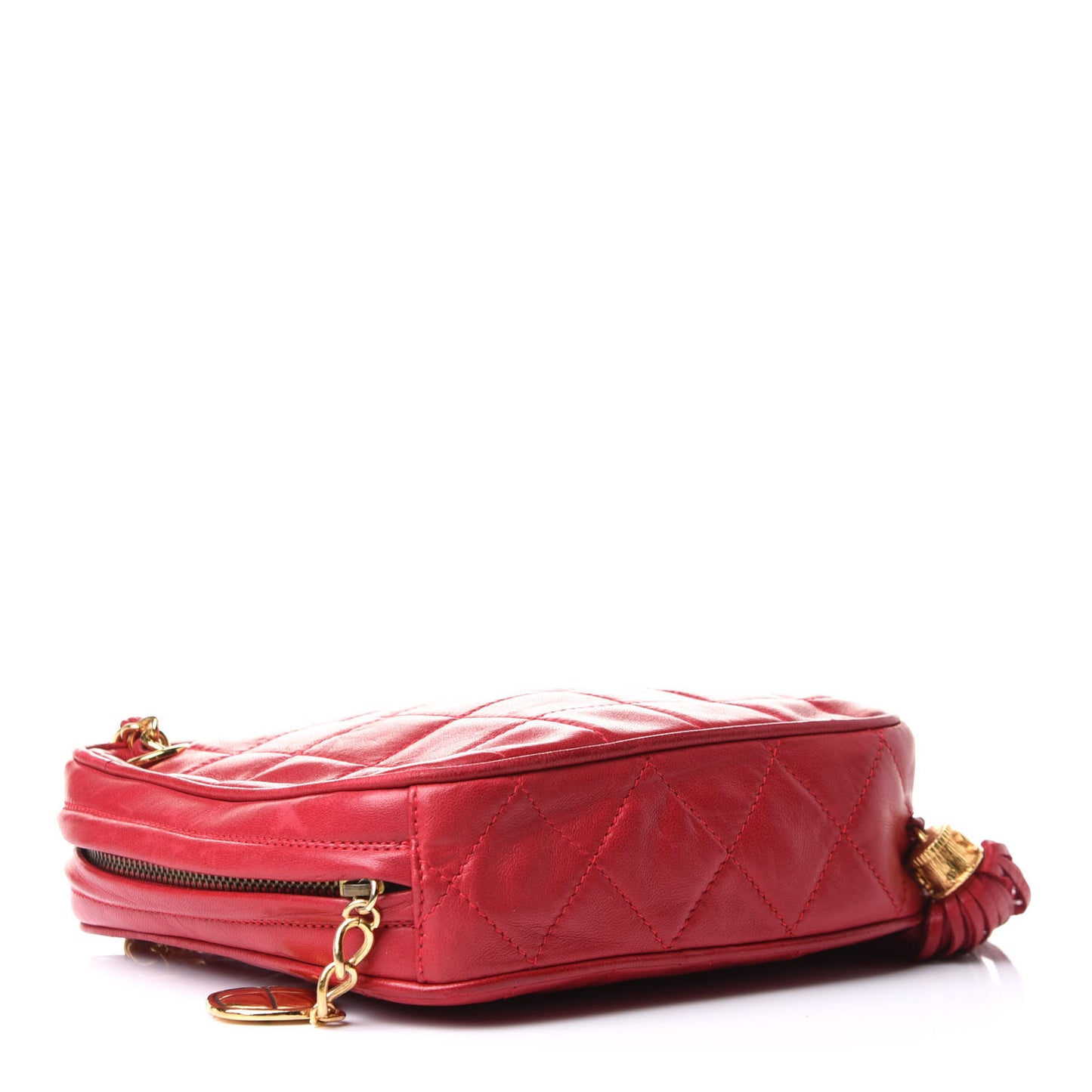 Lambskin Quilted Tassel Clutch Red