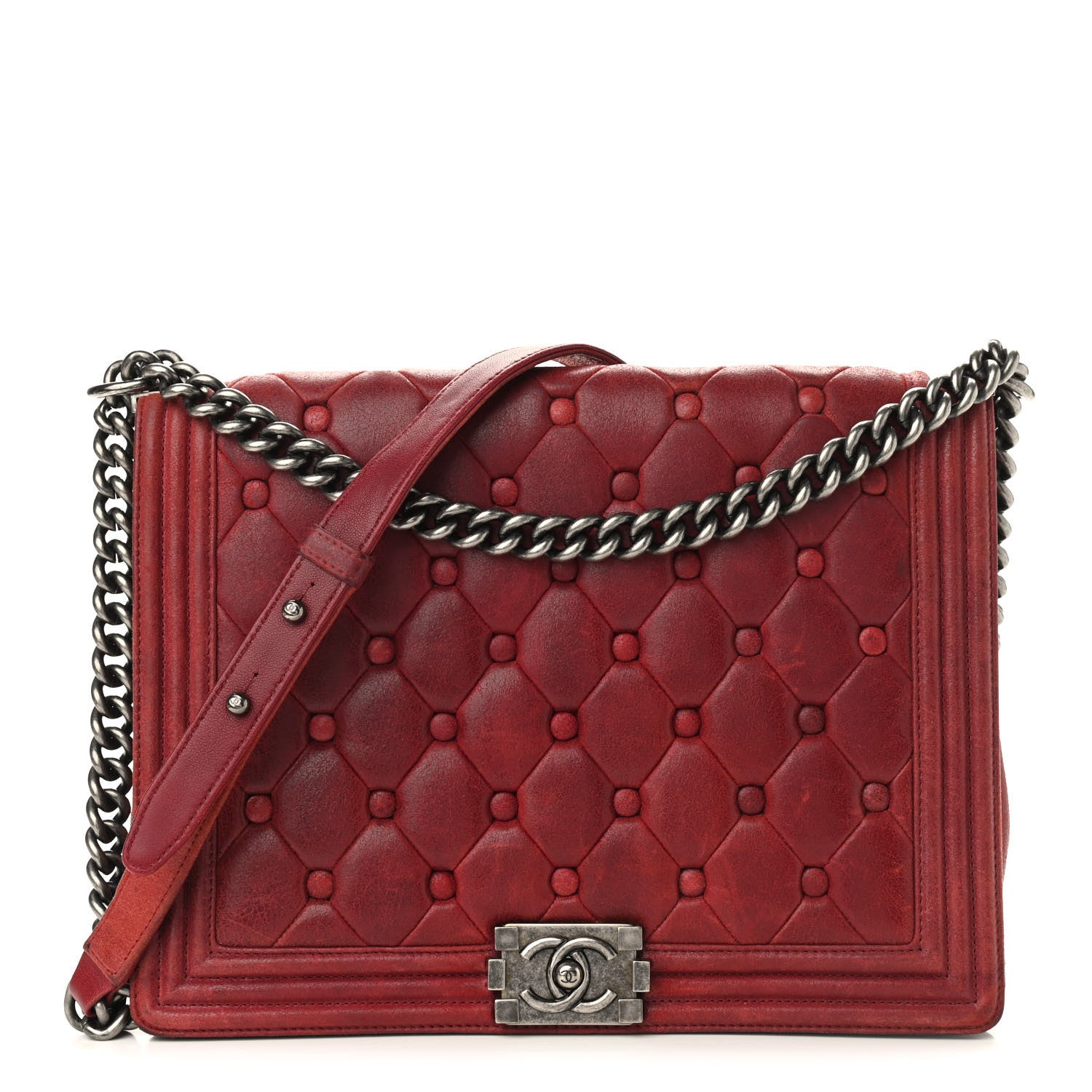 Chanel Chesterfield Quilted Large Celtic Boy Flap Red 1 of 14