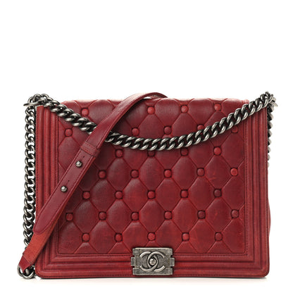 Chanel Chesterfield Quilted Large Celtic Boy Flap Red 1 of 14