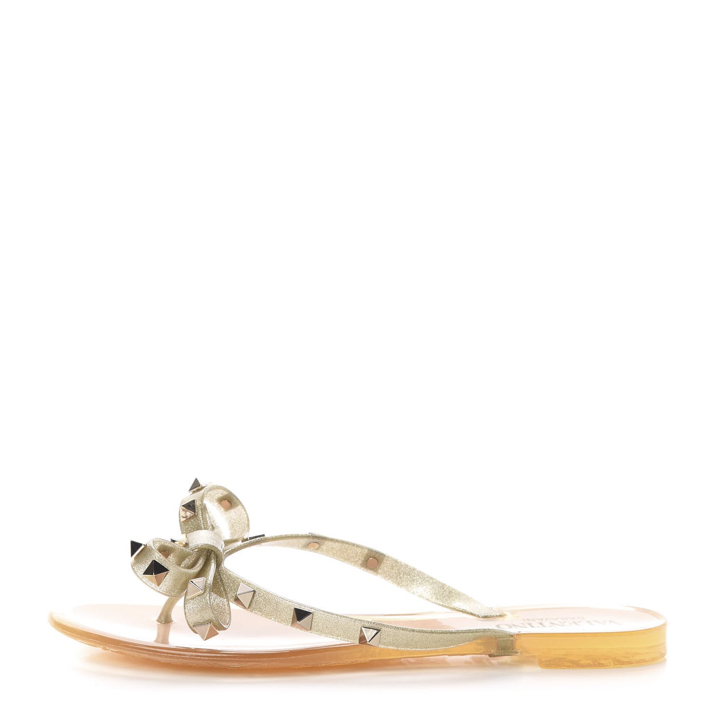 PVC Jelly Glitter Rockstud Bow Thong Sandals 37 Oro