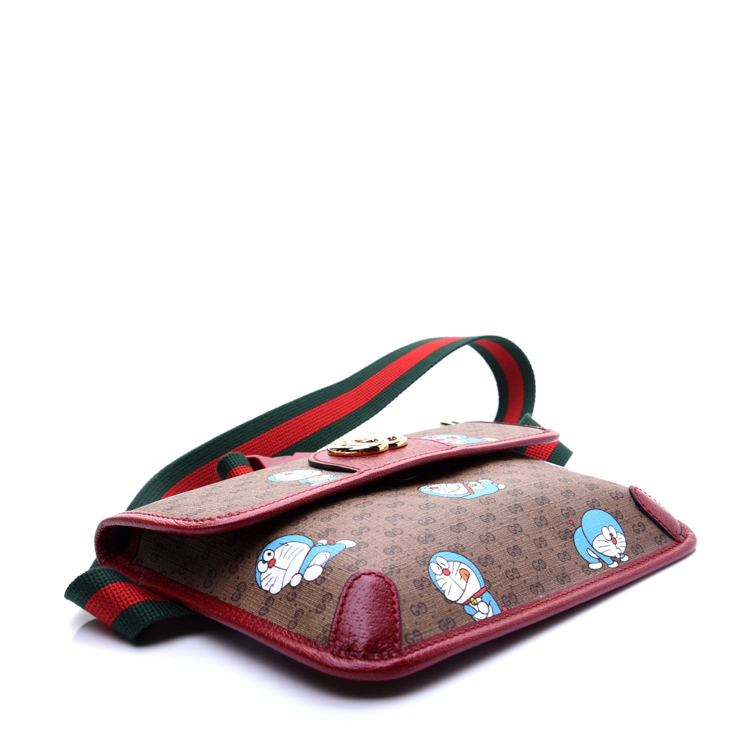 Gucci X DORAEMON Mini Vintage GG Supreme Monogram Web Slim Belt Bag Beige Cherry Red 4 of 14