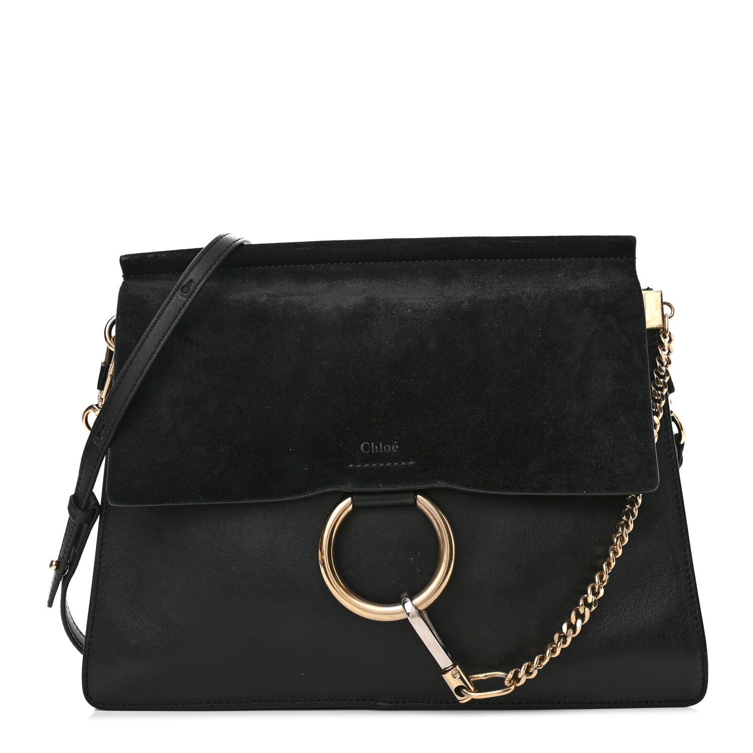 Chloe Suede Calfskin Medium Faye Shoulder Bag Black 1 of 12