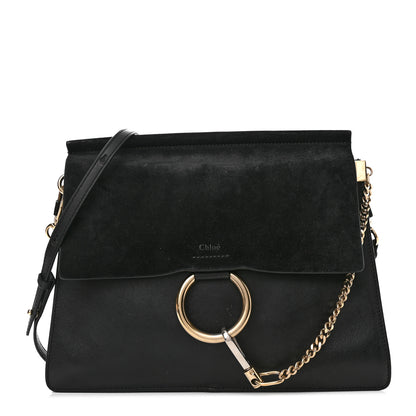Chloe Suede Calfskin Medium Faye Shoulder Bag Black 1 of 12