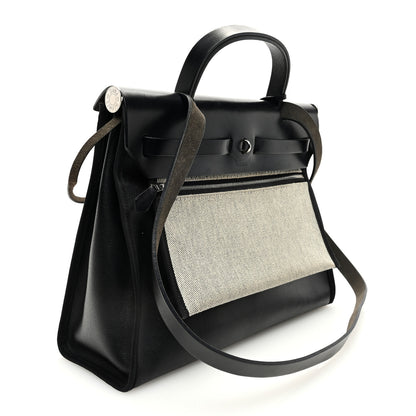 Hermes Toile H Berline Vache Hunter Herbag Zip PM 31 Black Ecru 4 of 11