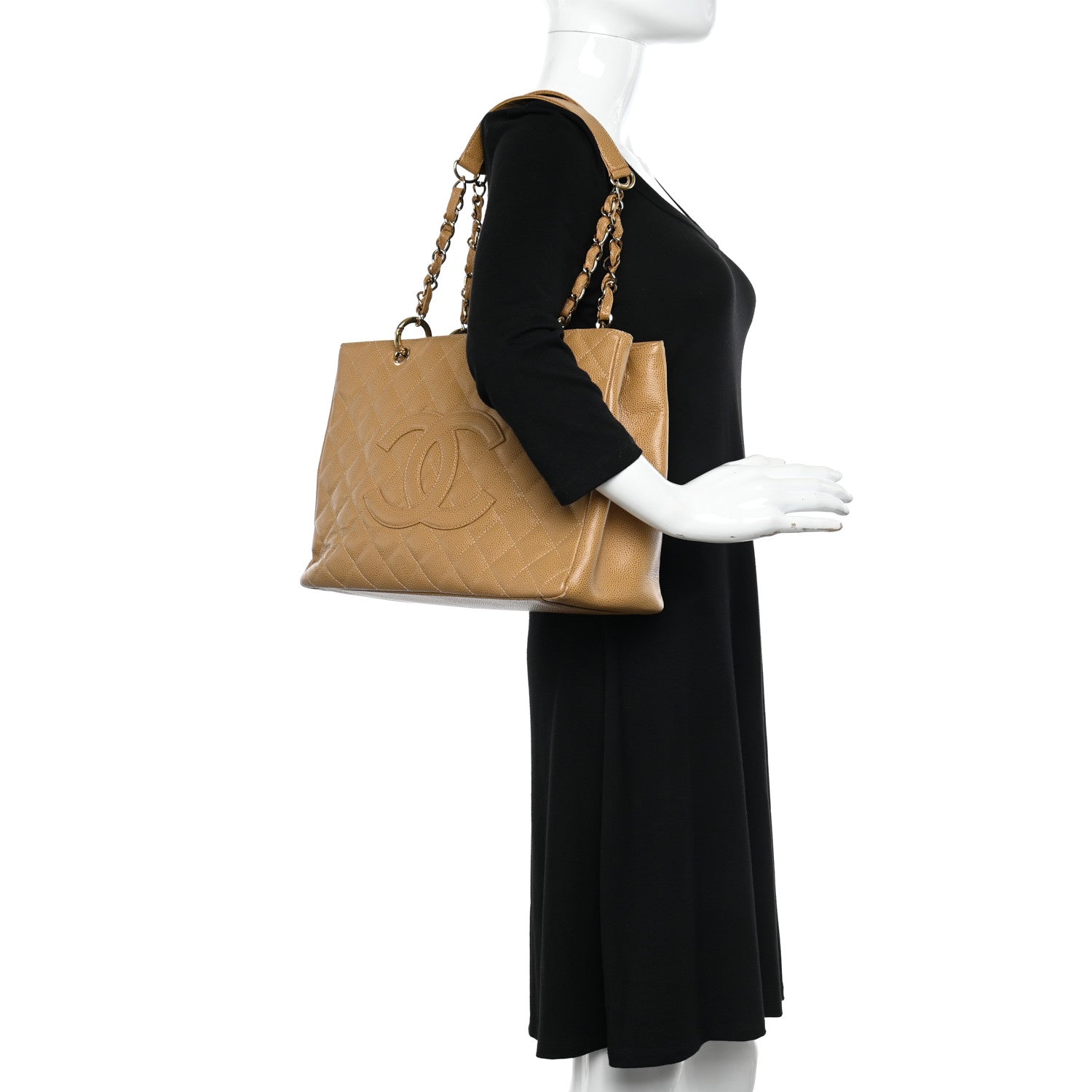 Chanel Caviar Quilted Grand Shopping Tote GST Dark Beige 2 of 14