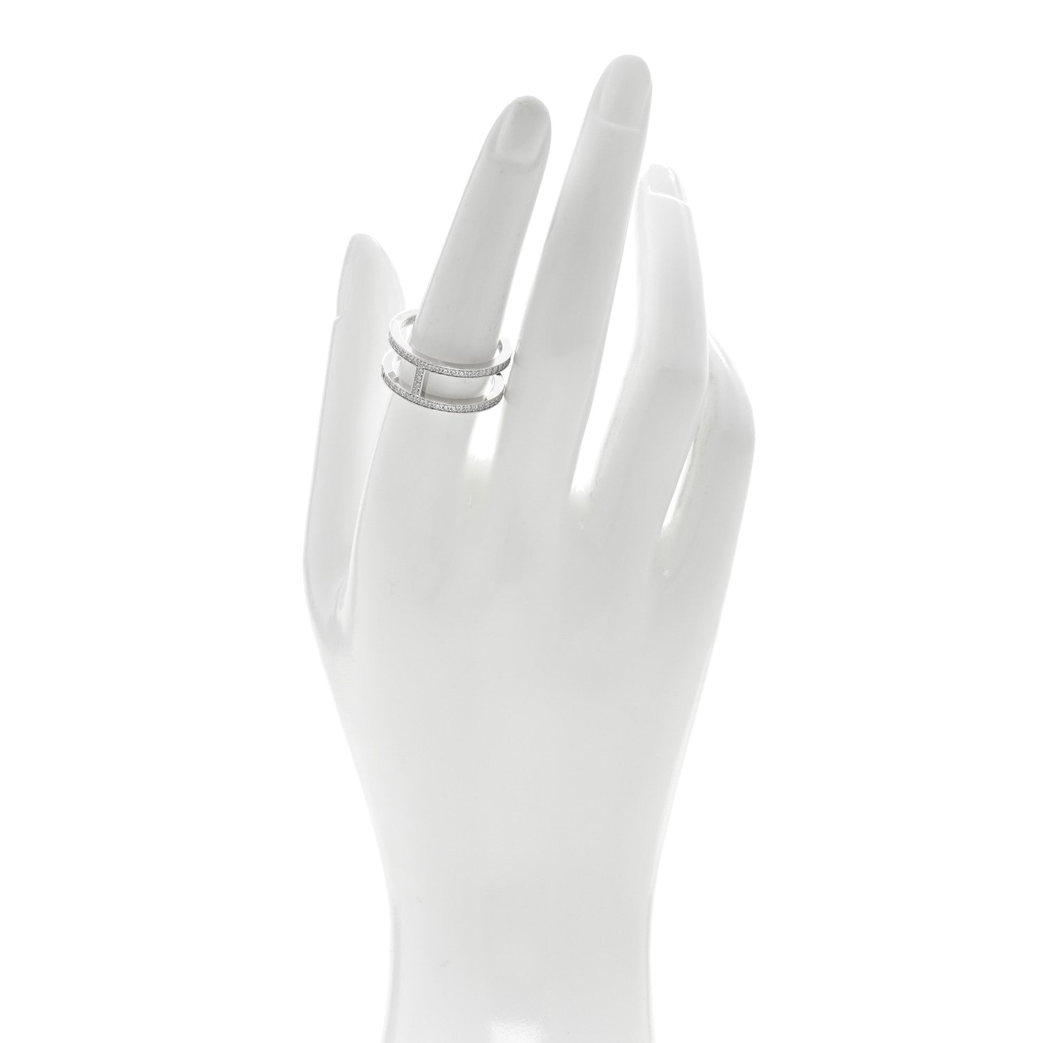 Hermes 18K White Gold Diamond MM Ever Chaine D'Ancre Ring 55 7.25 2 of 5