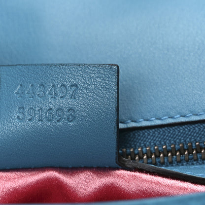 Gucci Velvet Matelasse Small GG Marmont Shoulder Bag Pavone Cyan 6 of 9