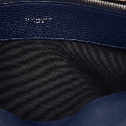 Saint Laurent Grained Calfskin Small Supple Sac De Jour Navy 7 of 14