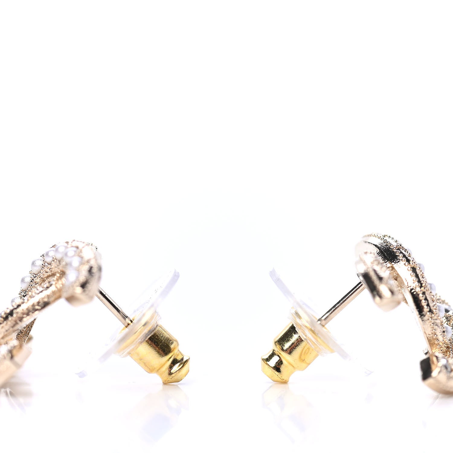 Chanel Crystal Pearl CC Earrings Gold 3 of 4