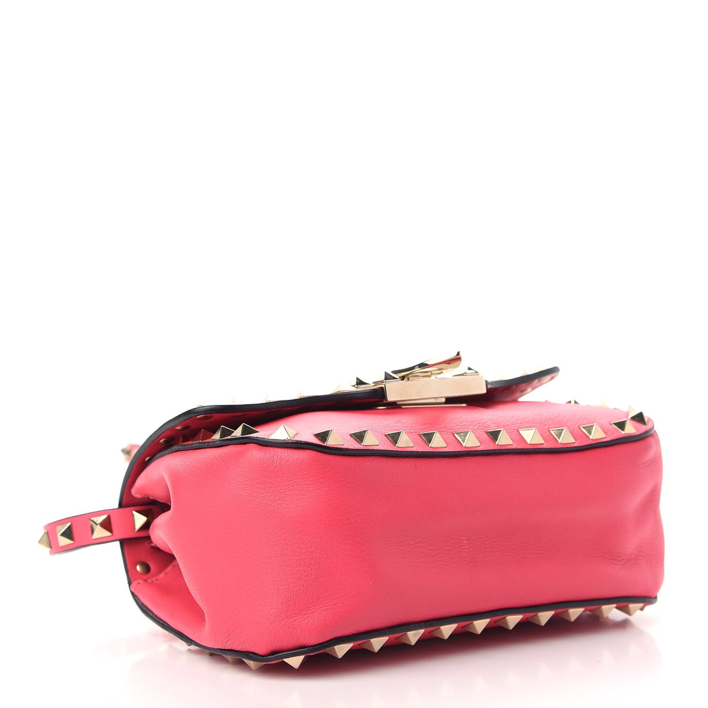 Vitello Mini Rockstud Flap Saddle Crossbody Bag Deep Rose