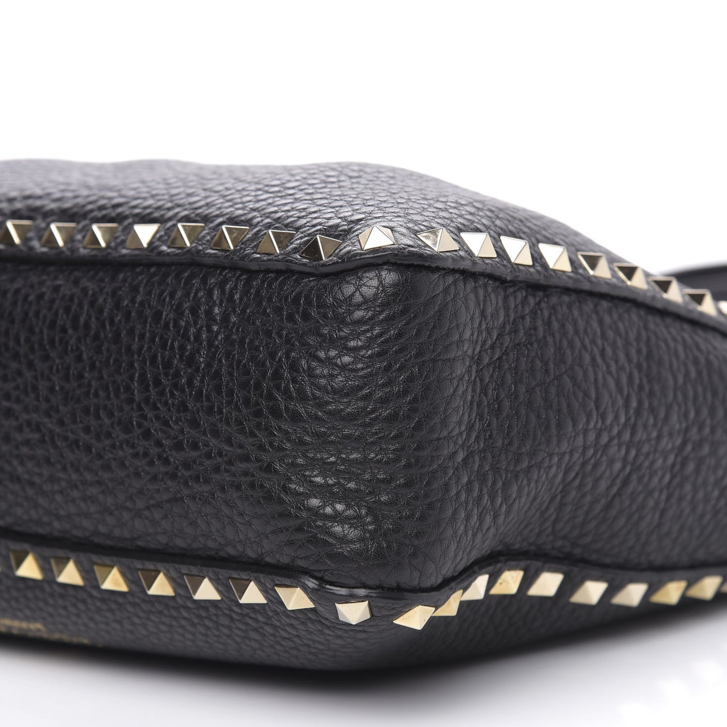 Pebbled Calfskin Small Rockstud Flip-Lock Messenger Bag Black