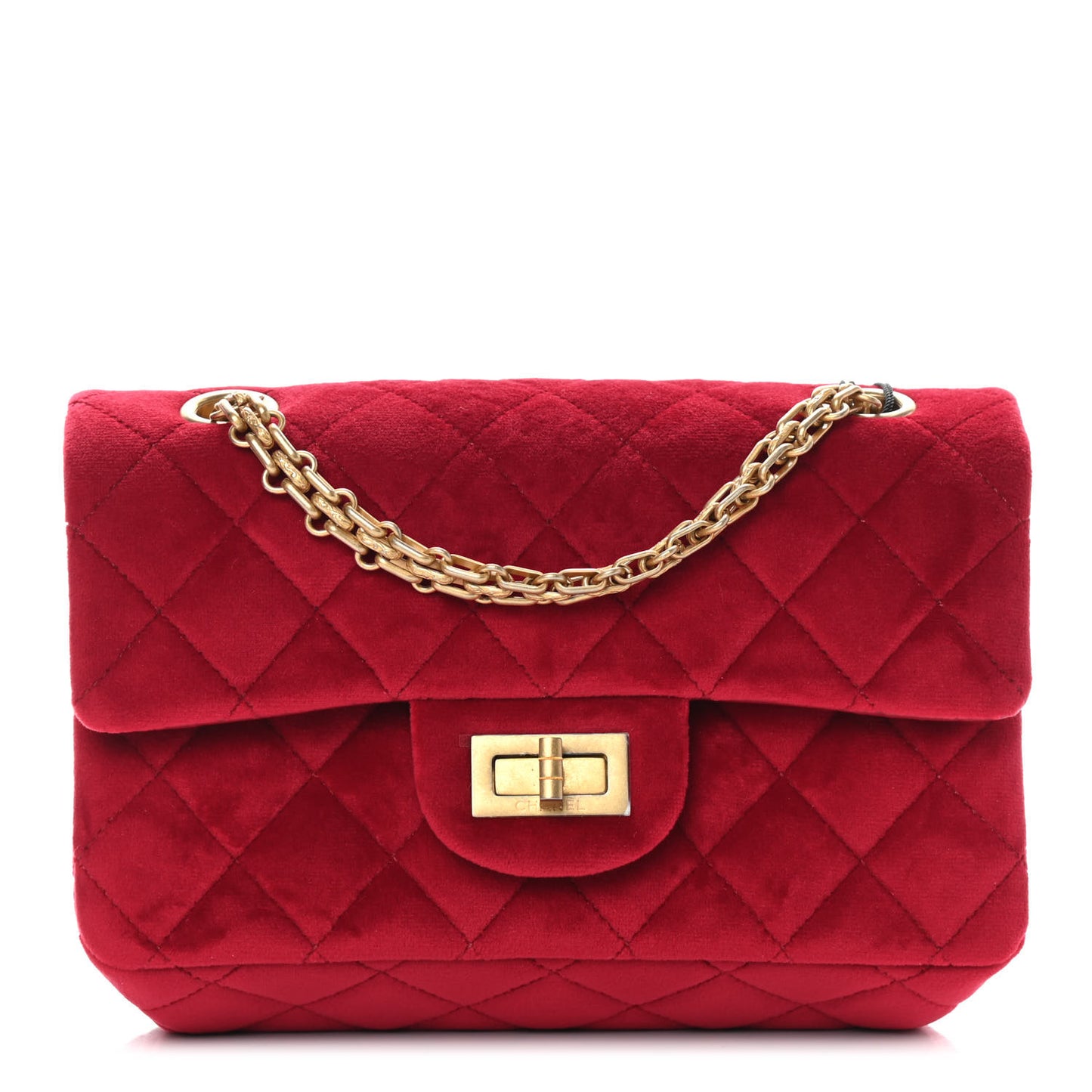 Velvet Quilted Mini 2.55 Reissue Flap Red