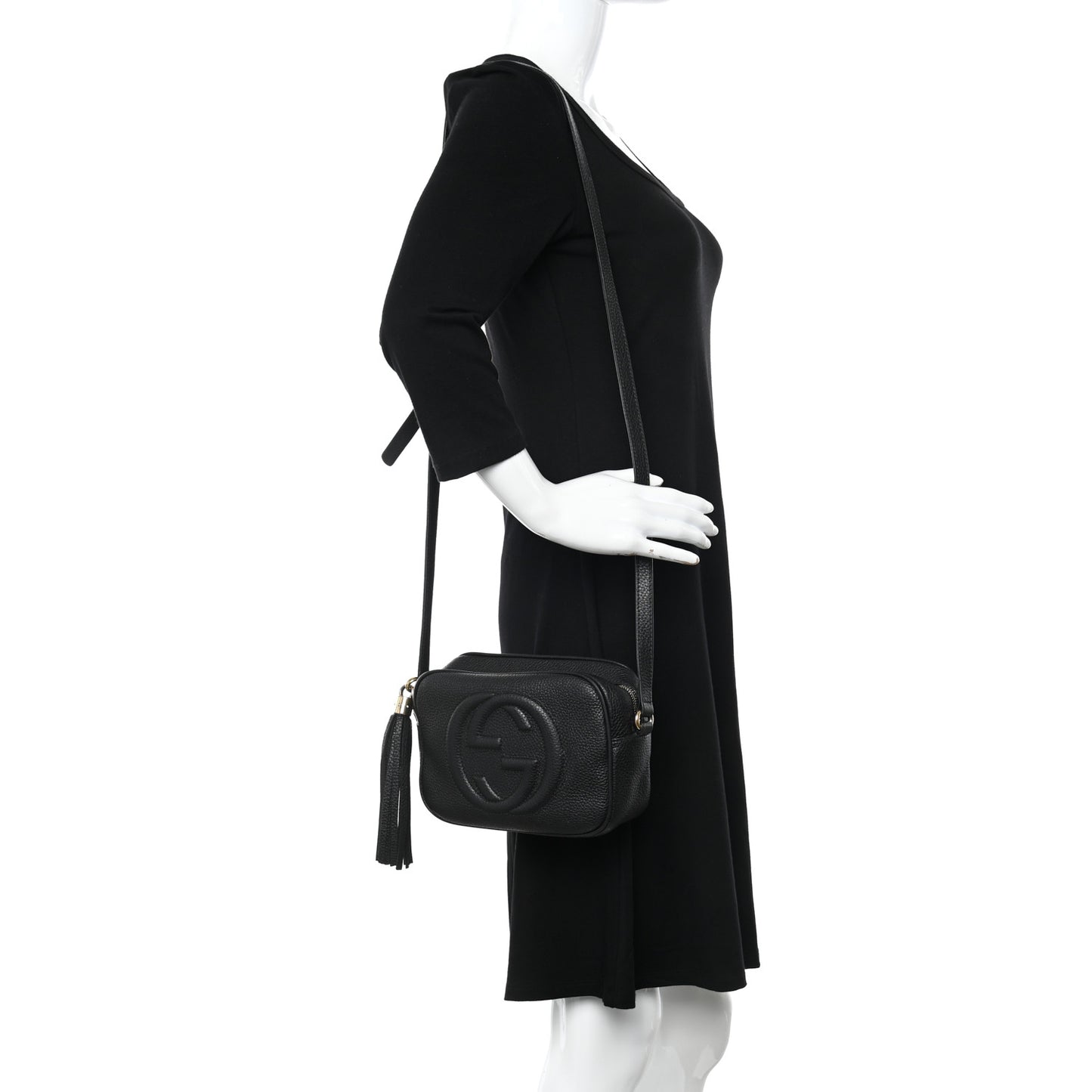 Pebbled Calfskin Small Soho Disco Bag Black