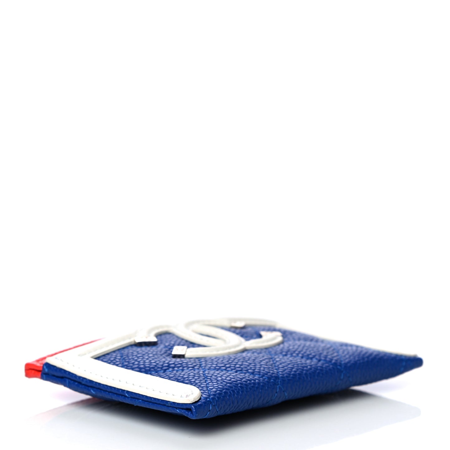 Caviar Quilted Filigree Card Holder Blue White Red