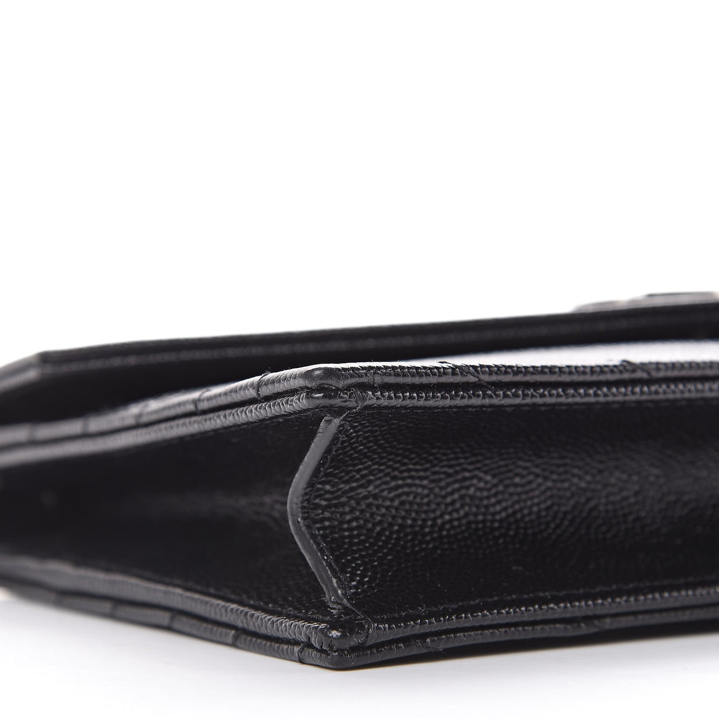 Grain De Poudre Matelasse Chevron Monogram Envelope Chain Wallet Black