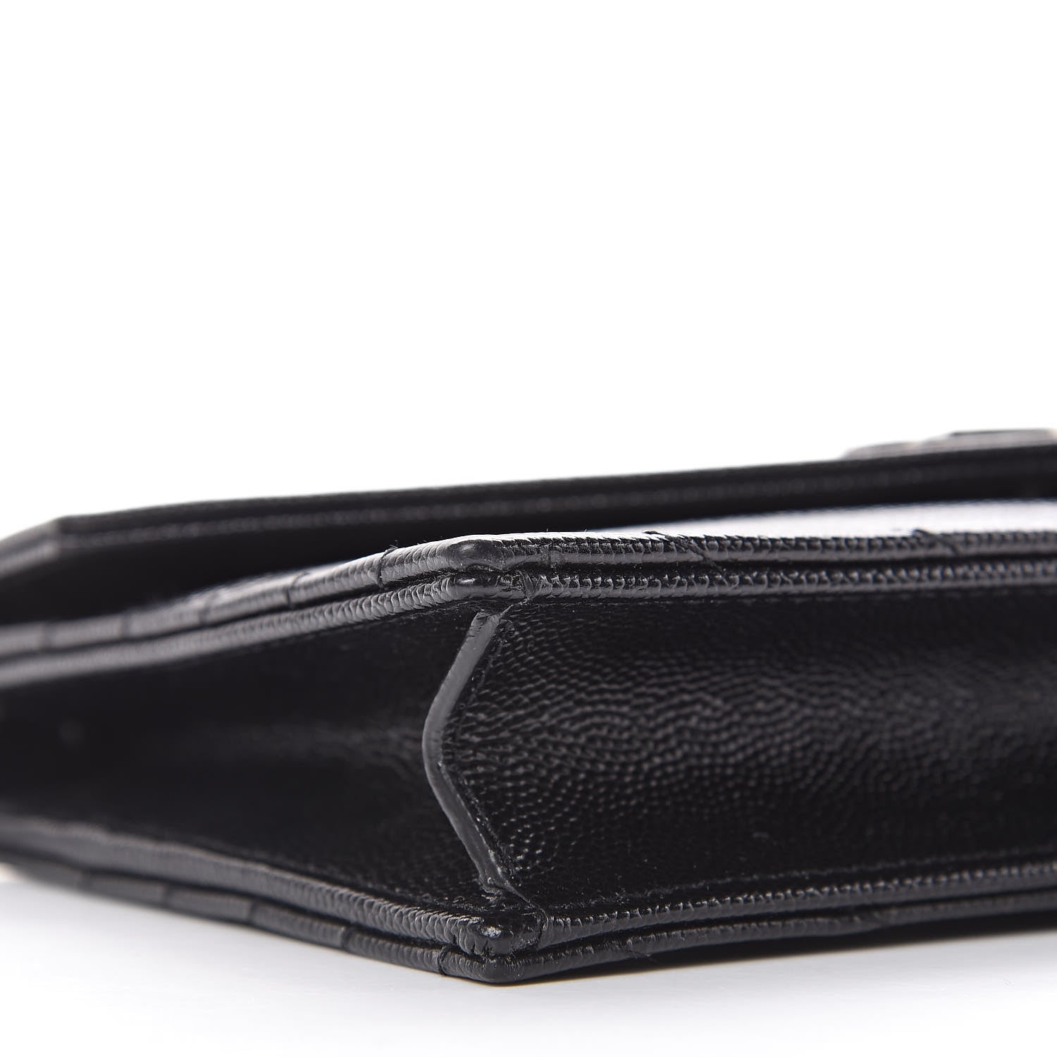 Saint Laurent Grain De Poudre Matelasse Chevron Monogram Envelope Chain Wallet Black 9 of 10