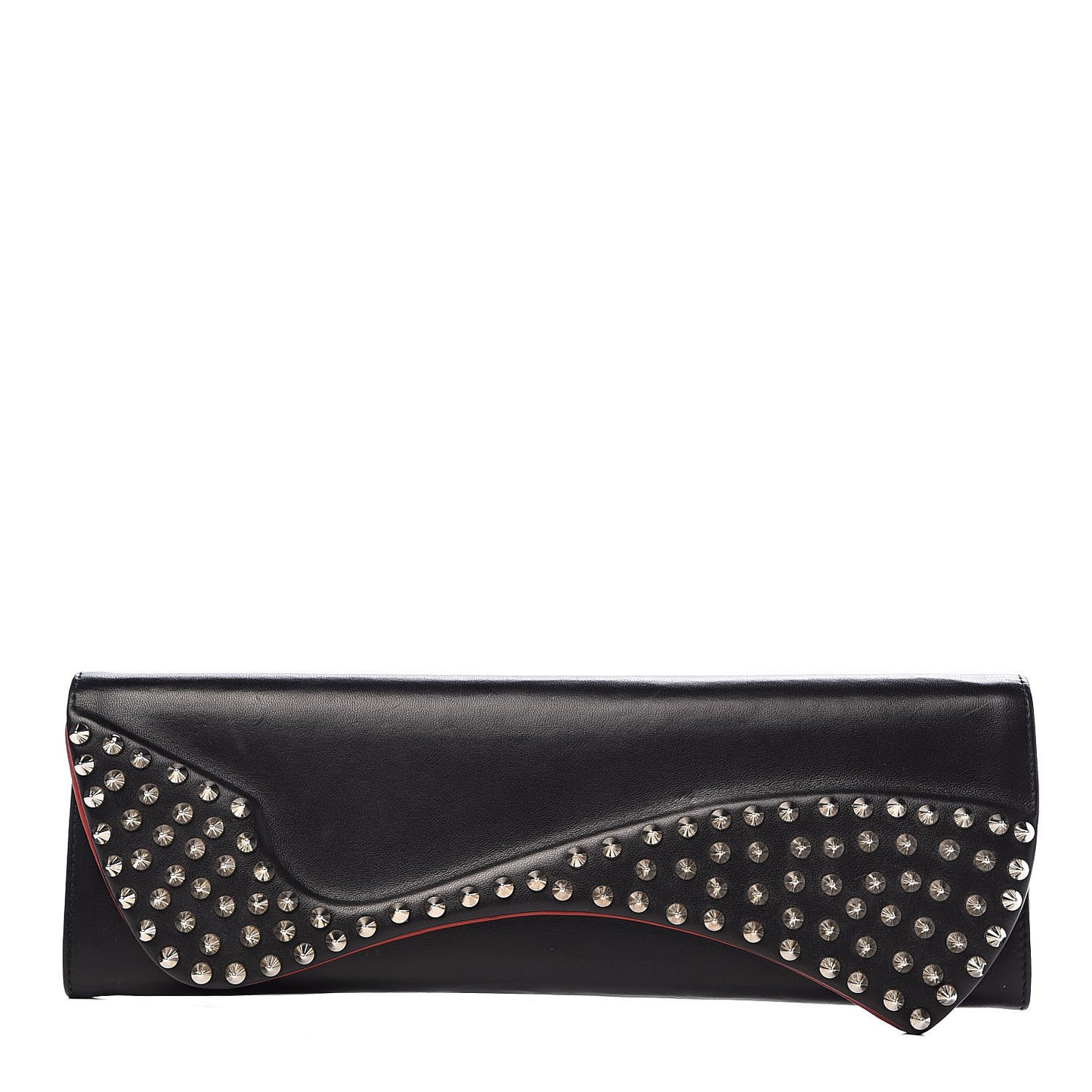 Calfskin Spikes Pigalle Clutch Black