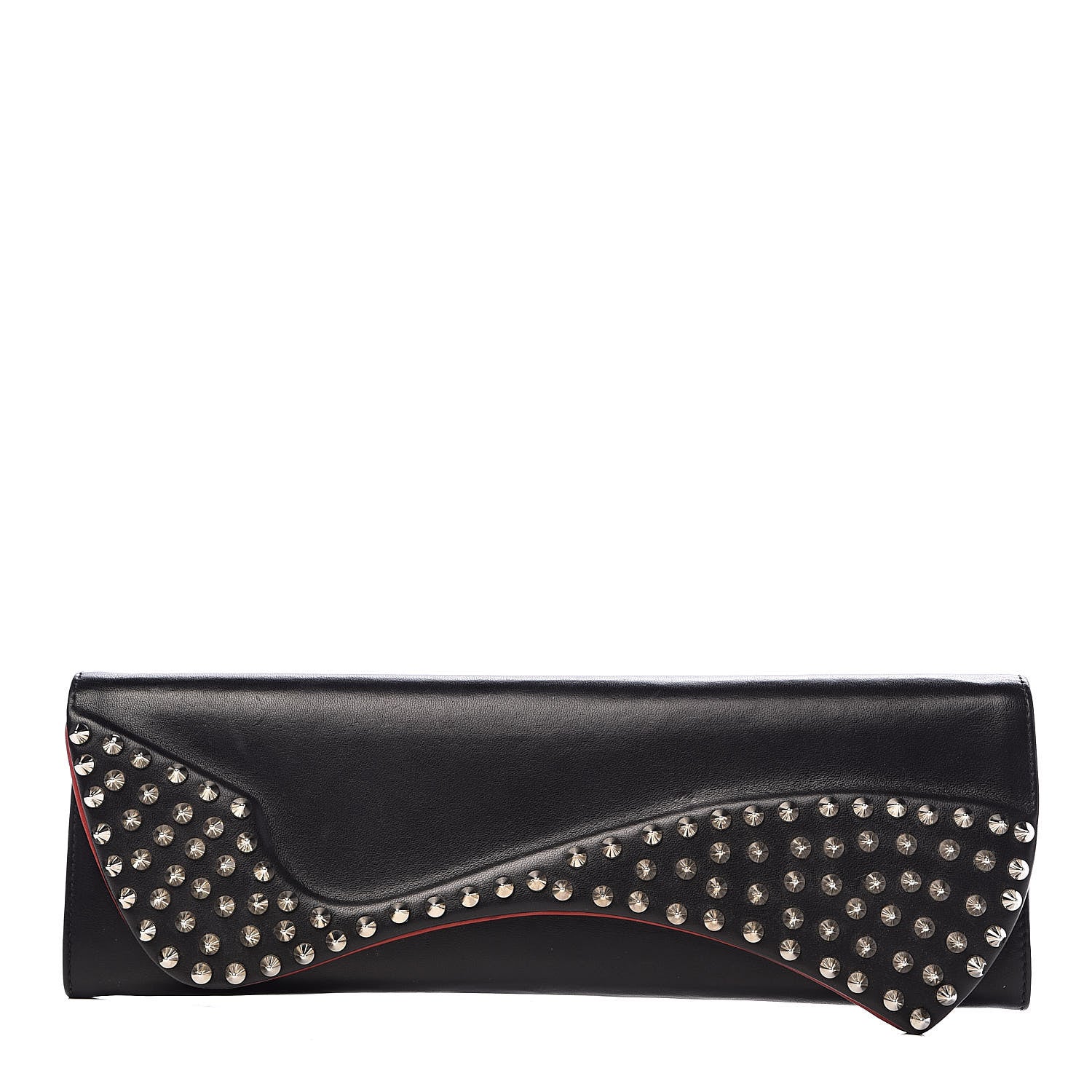 Christian Louboutin Calfskin Spikes Pigalle Clutch Black 1 of 7