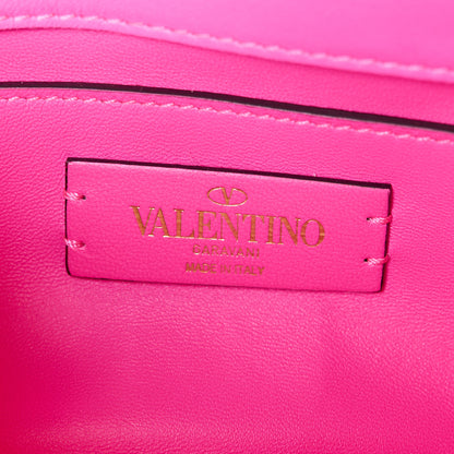 Valentino Garavani Nappa Lacquer Monochrome Small Roman Stud Shoulder Bag Pink PP 6 of 10