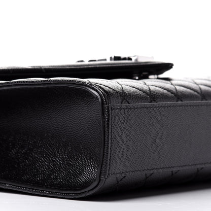 Saint Laurent Grain De Poudre Textured Mixed Matelasse Triquilt Medium Monogram Satchel Black 8 of 10