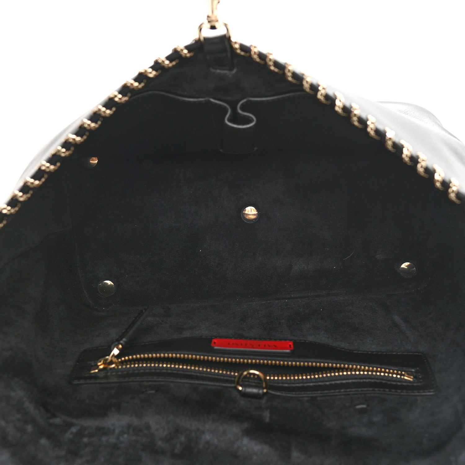 Valentino Garavani Calfskin Groumette Small Demilune Double Handle Satchel Black 4 of 10